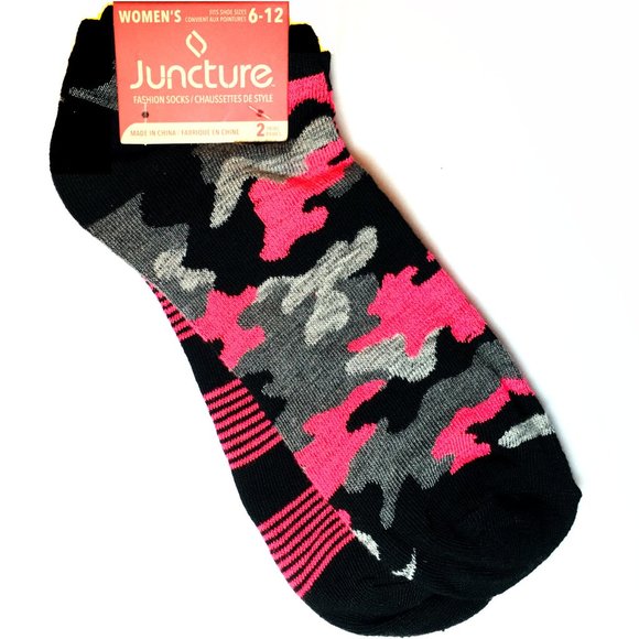Accessories - *3/$15* Pink/Black/Gray Camo + Striped Socks